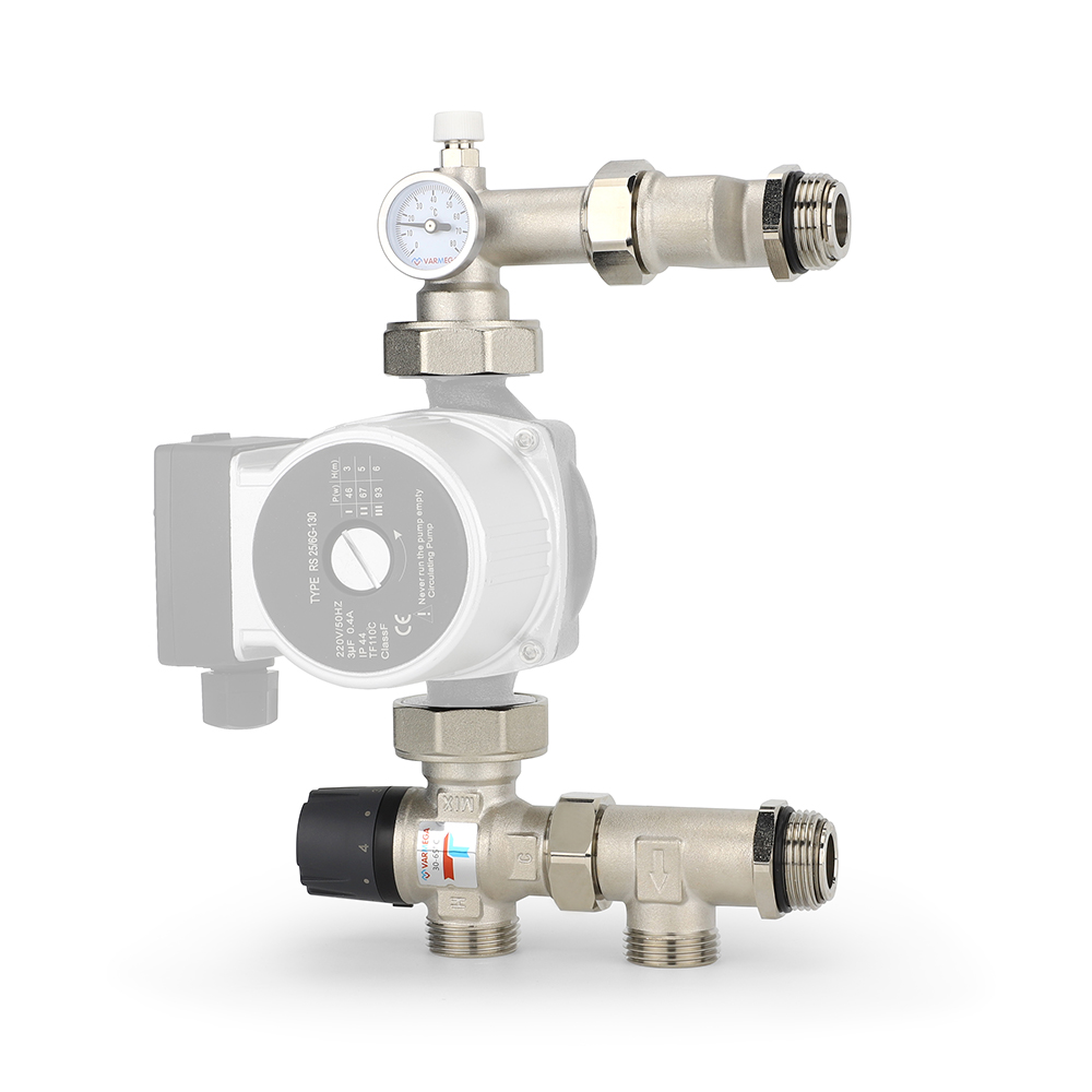 Насосно-смесительный узел Varmega Varmix-3TMV с 3-х ходовым термосмесительным клапаном, без насоса — изображение 2